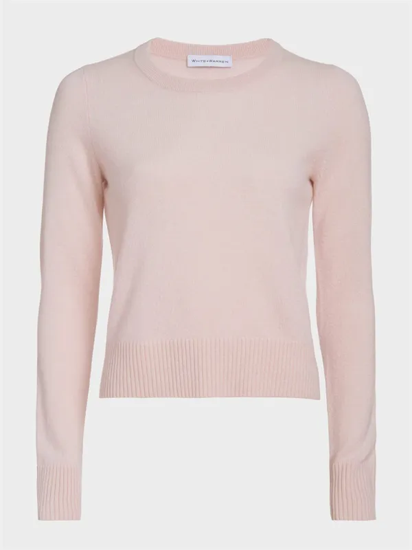 Light pink solid color spring knit pullover sweater